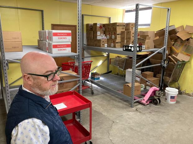 Carl Wolf, executive director of Respond Now in Chicago Heights, stands in an area on April 22, 2024, that will be used for an expanded food pantry. (Mike Nolan / Daily Southtown)