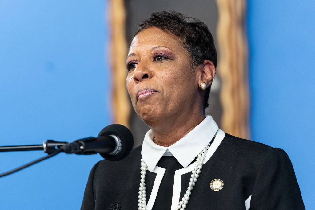 New York City Council Speaker Adrienne Adams speaks during a Martin Luther King. Jr event at the National Action Network's headquarters on March 16, 2023.