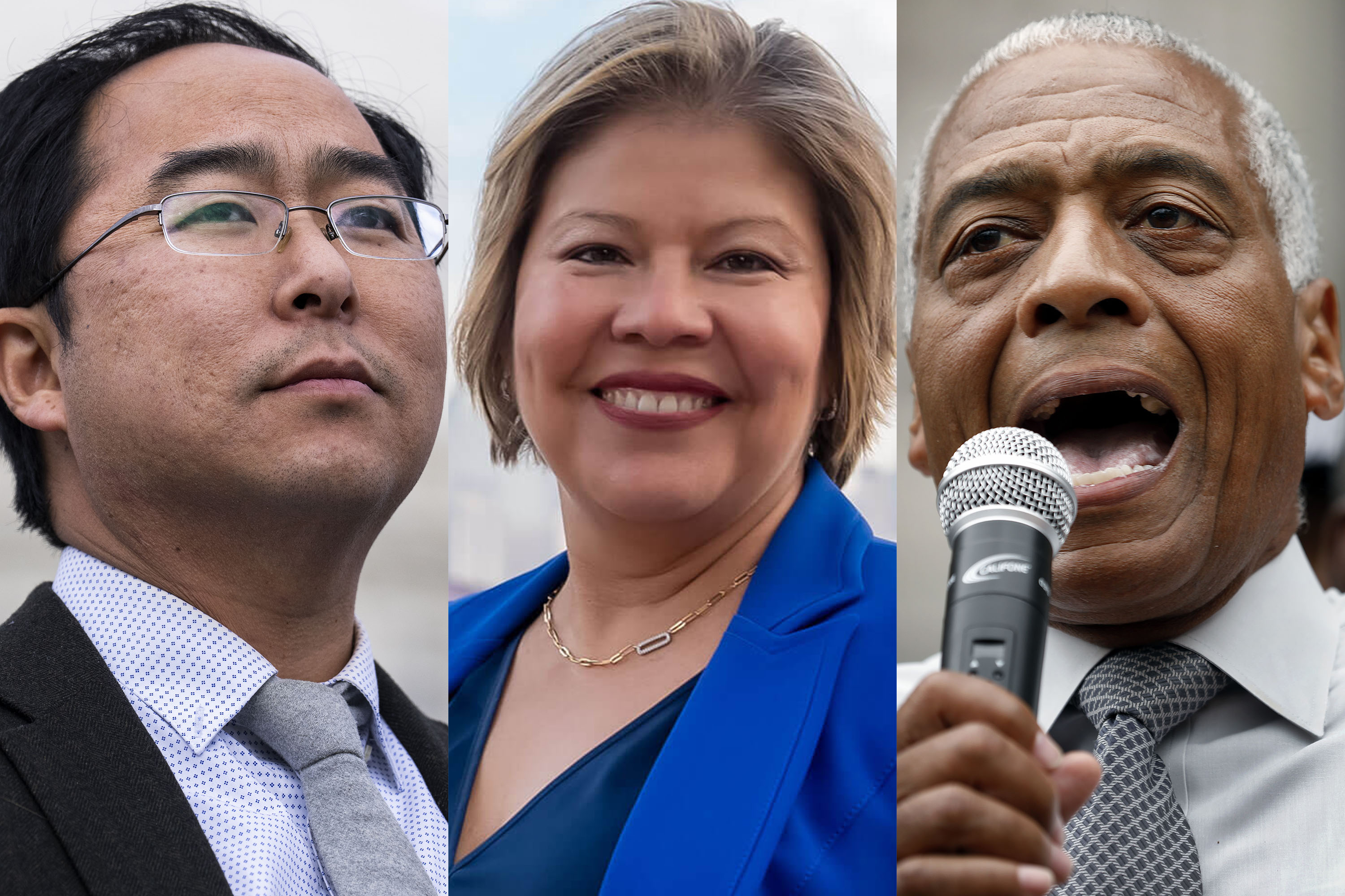 Senate candidates (from left) Andy Kim, Patricia Campos Media and Larry Hamm