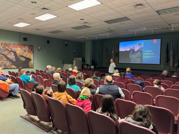 Science Friday on April 19, 2024, at the Indiana Dunes Visitor Center featured Dan Barriball of the Dunes-Calumet Audubon Society and his talk about citizen science activities to help impact the bird species in the area. (Deena Lawley-Dixon/for Post-Tribune)