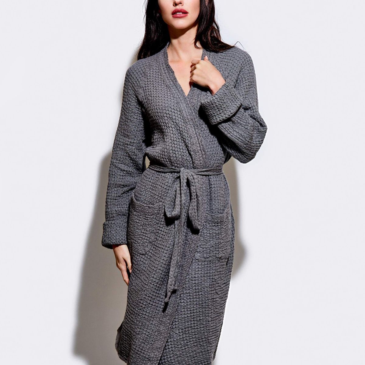 gray bathrobe for women