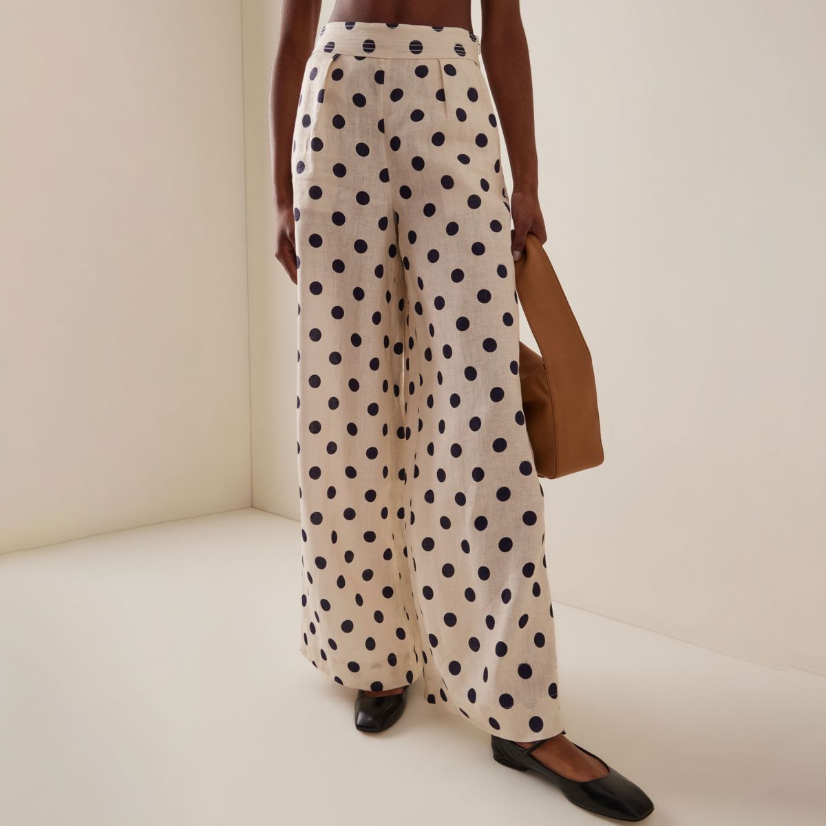 Cara Cara Josephine Dotted Linen Wide-Leg Pants