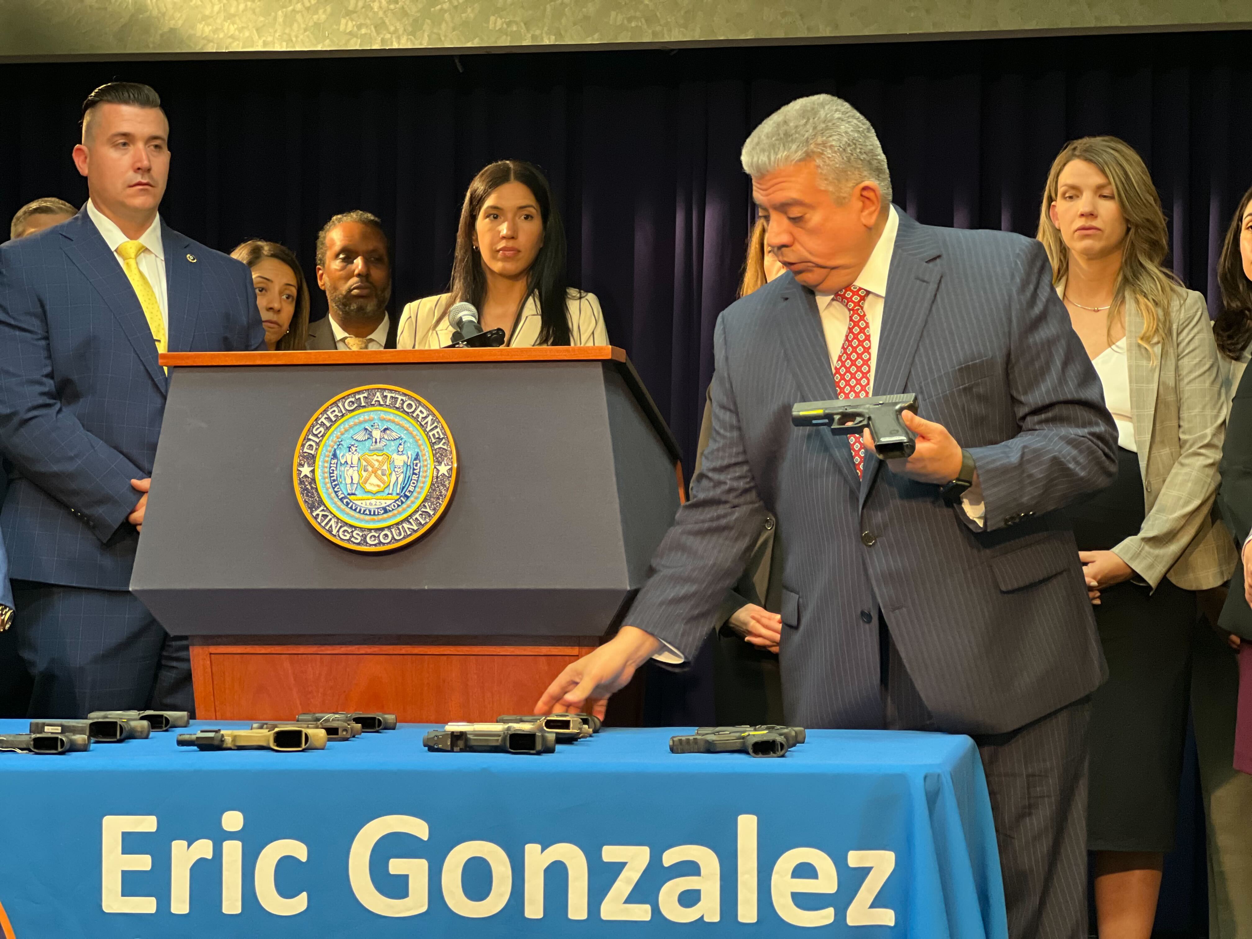 Brooklyn District Attorney Eric Gonzalez at a press conference Wednesday.