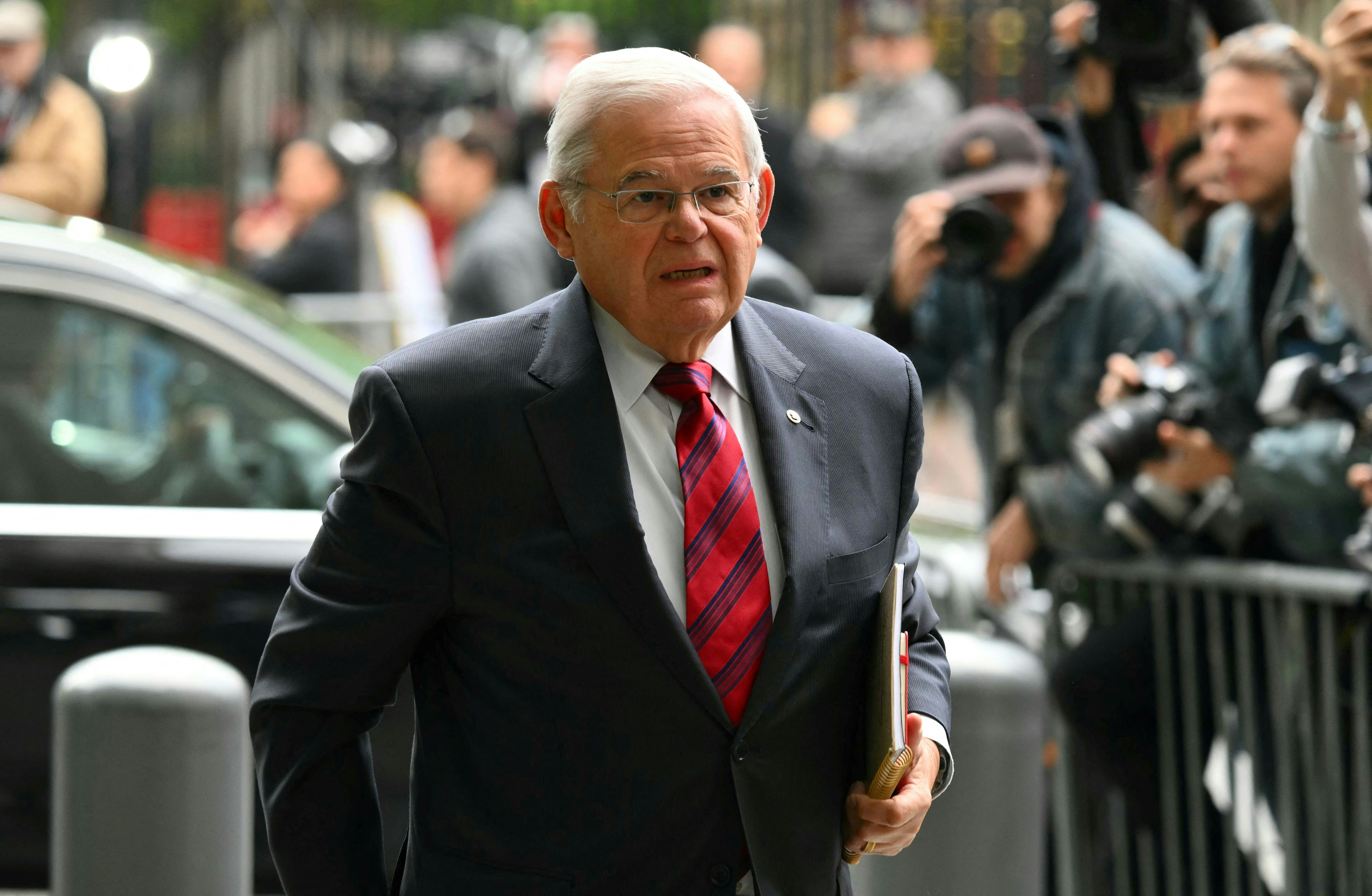 U.S. Sen. Bob Menendez, a Democrat from New Jersey, arrives at the Manhattan Federal Court in New York City on May 13.