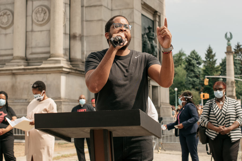 New York State Sen. Zellnor Myrie speaks at a press conference calling for police accountability legislation on June 4, 2020, in Brooklyn.