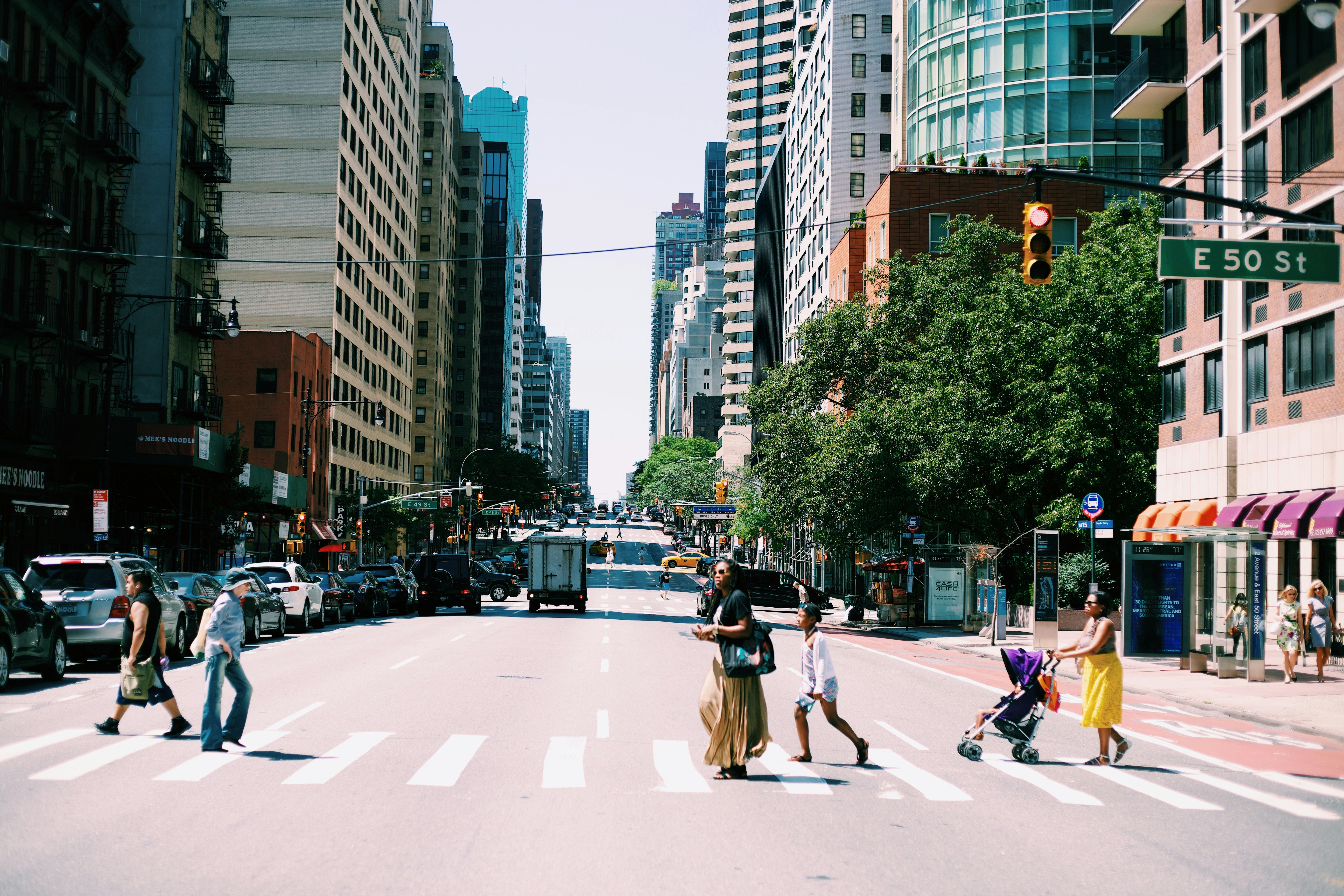 People crossing a NYC street.