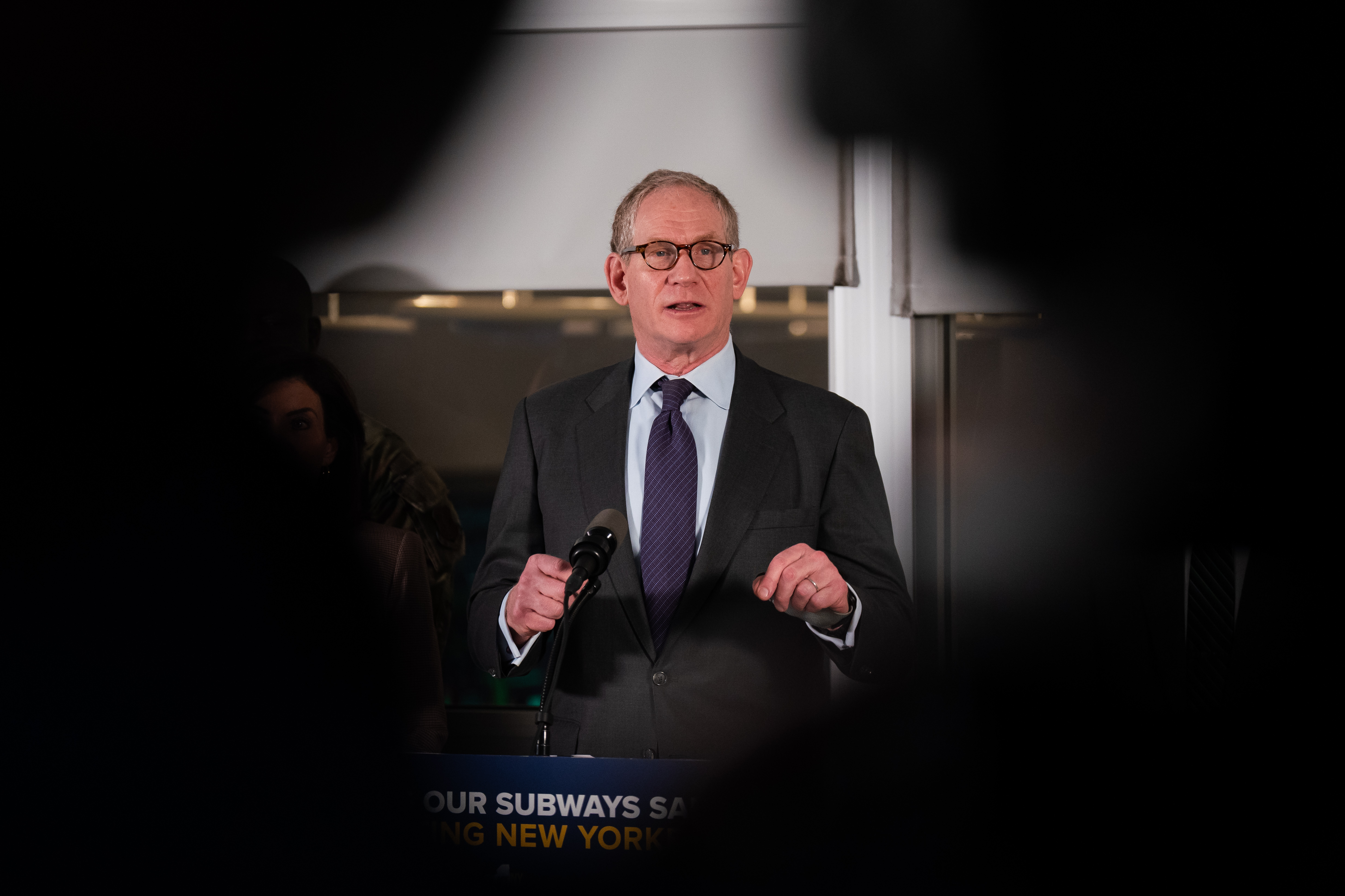 MTA Chair and CEO Janno Lieber speaks alongside New York Governor Kathy Hochul during a press conference to announce new subway safety measures at NYCTA Rail Control Center on March 6, 2024 in New York City.