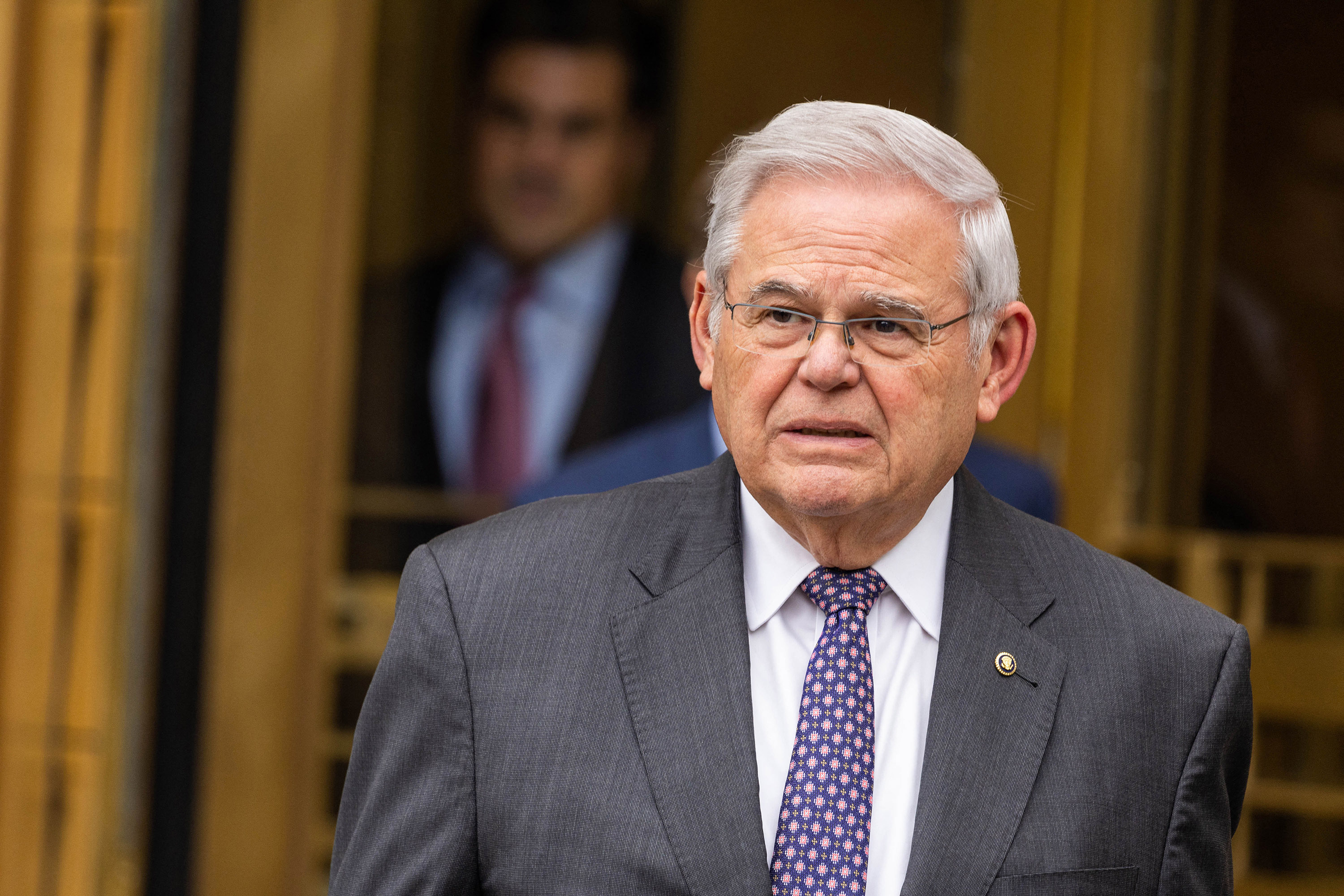 U.S. Sen. Bob Menendez of New Jersey, outside his federal corruption trial in Manhattan Tuesday.