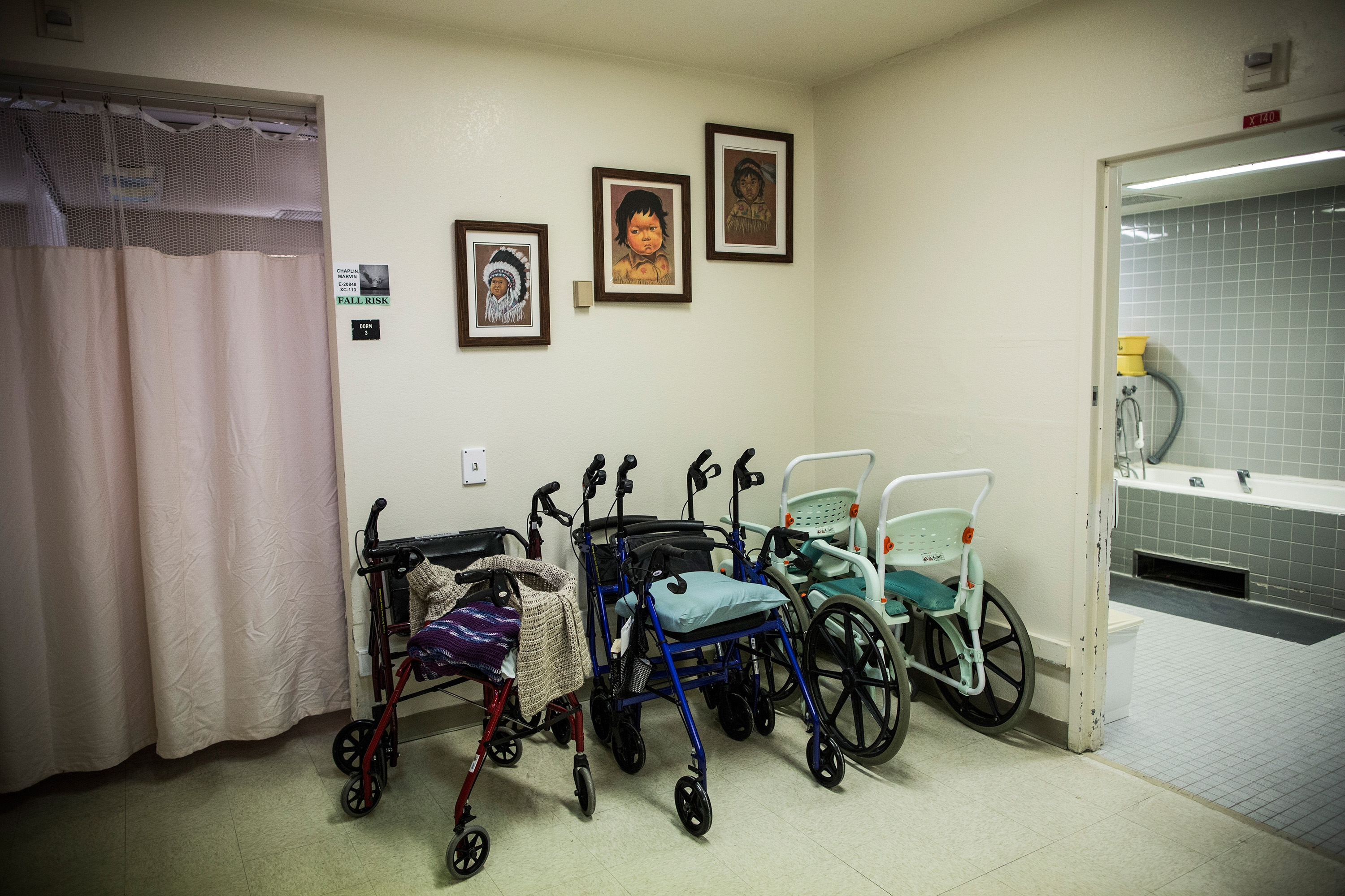 Walkers sit in a corner of the hospice care wing at California Medical Facility (CMF) on December 17, 2013 in Vacaville, California. As of June 2013, California had 133,000 prisoners, of which 15,000 were over the age of 55.