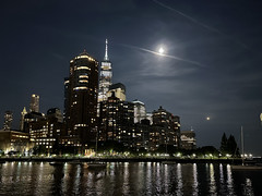 Trade Center, Full Moon, Contrails