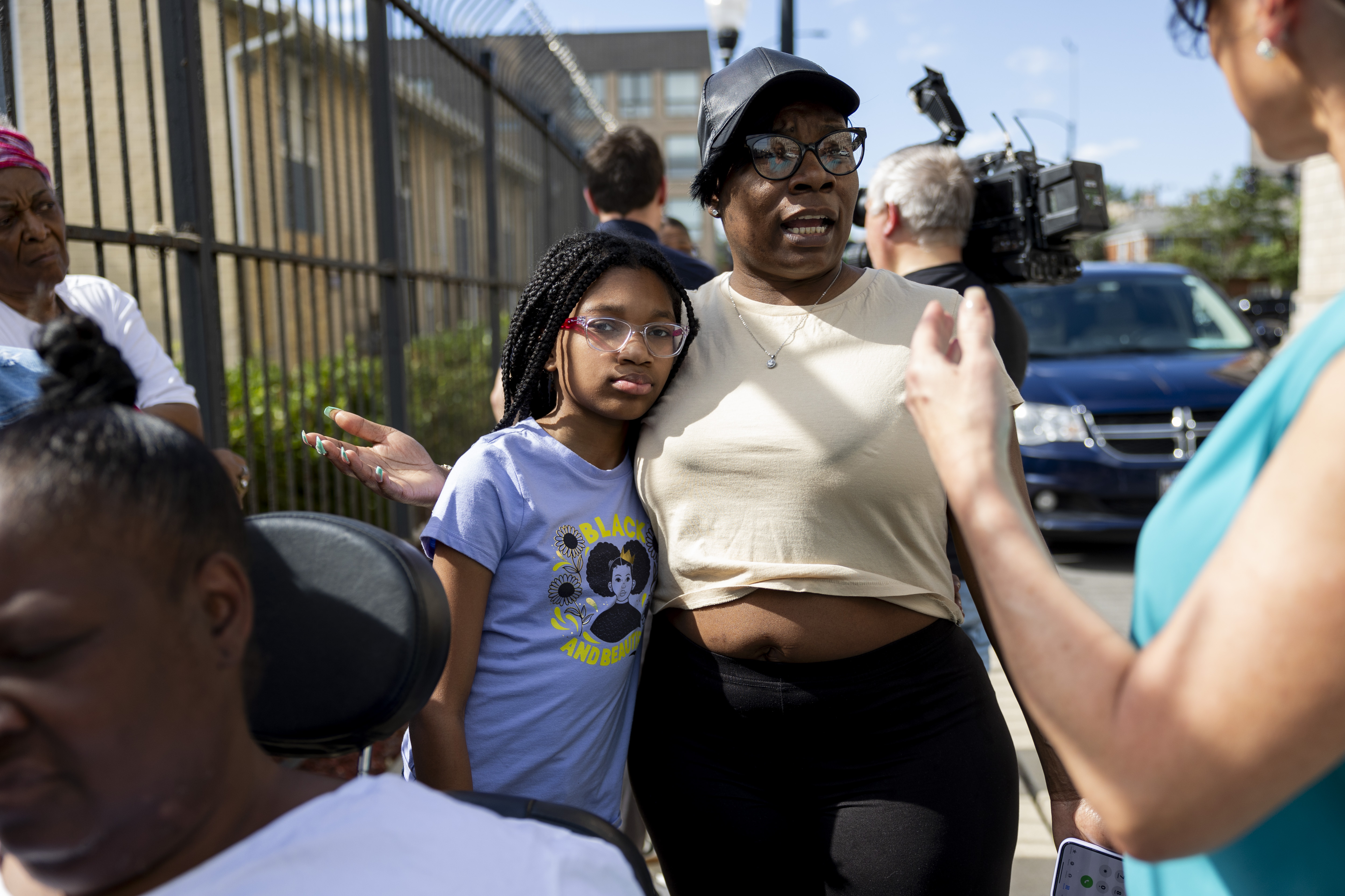 Oakley Square apartment complex residents Ethiopia Jackson, right, and Samiram...