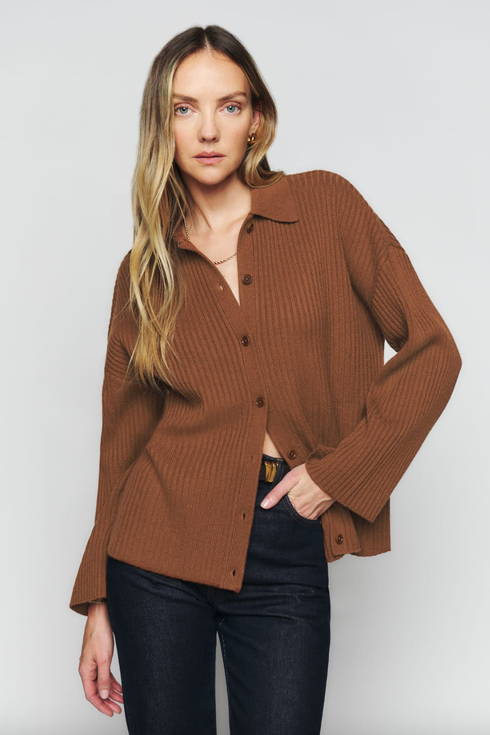 Reformation Fantino Cashmere Collared Cardigan