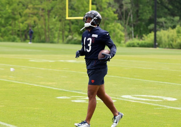 Bears wide receiver Keenan Allen during minicamp at Halas Hall on June 4, 2024, in Lake Forest. (Stacey Wescott/Chicago Tribune)