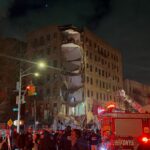 Officials respond to the structural collapse in the Bronx on Monday.