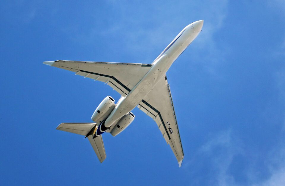 A Bombardier Global 7500 jet lands at an airport in Barcelona, Spain, on May 27, 2024.