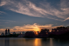 Sunset over the Jacqueline Kennedy Onassis Reservoir in Central Park, Manhattan