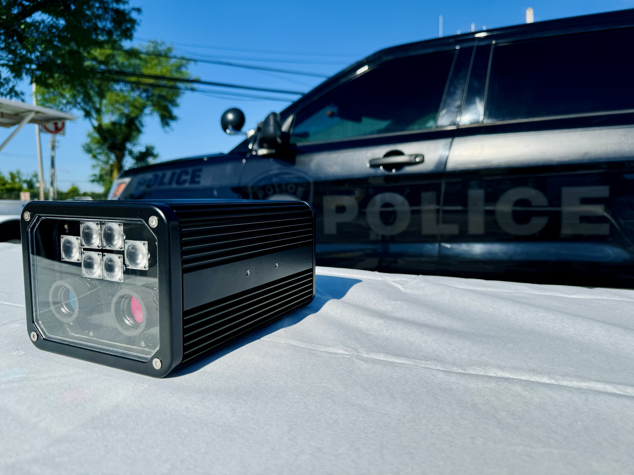 A permanent license plate reader that will be installed at the Bayonne Bridge and Outerbridge Crossing, photographed in Staten Island on June 10, 2024.