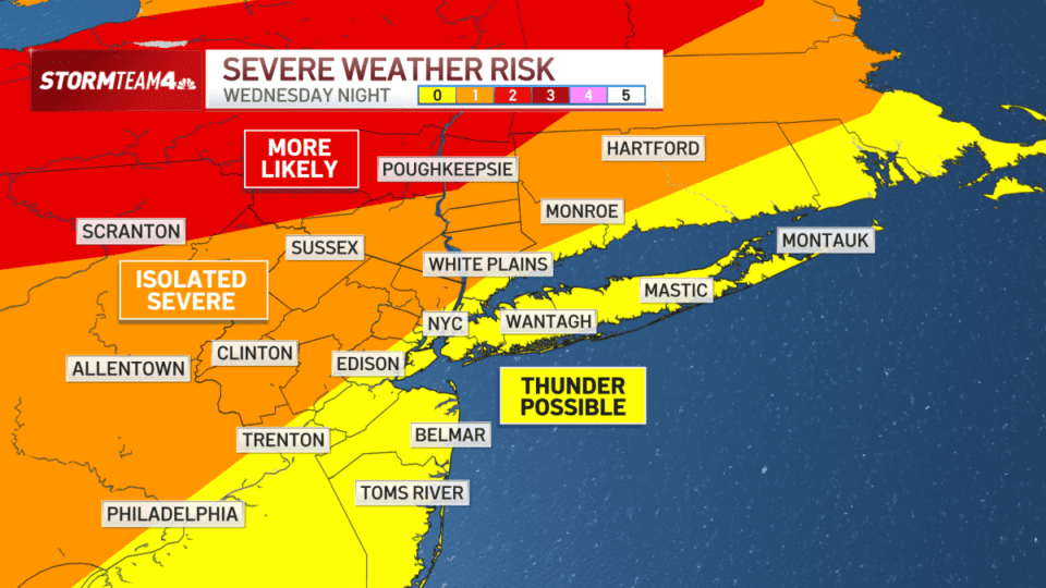 Tornado risk, heavy rain expected after excessive heat – NBC New York