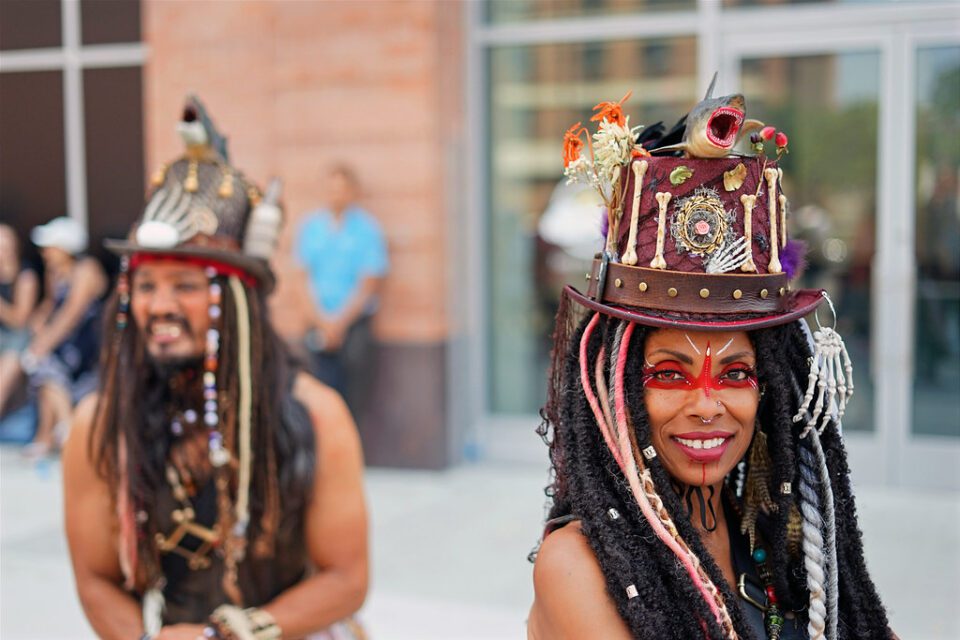 Capn' Jack Sparrow & Tia Dalma on shore for the 2024 Mermaid Parade.  DSC02295