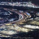 LaGuardia Airport in New York City at Night Aerial View