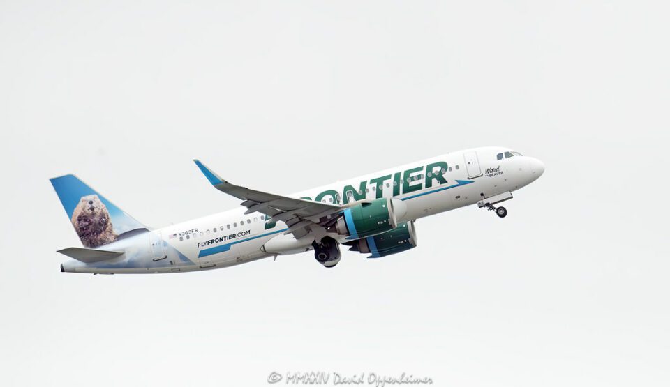 Frontier Airlines Airbus A320neo Jet N363FR Takeoff at LaGuardia Airport in NYC