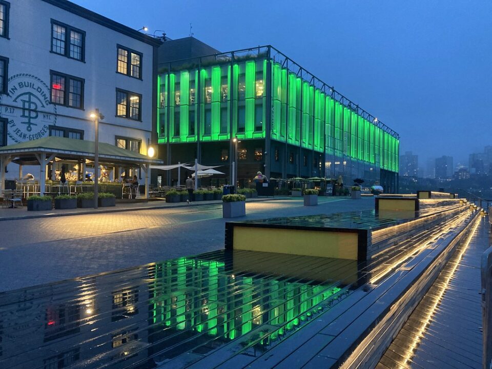 South Street Seaport at Night -- Reflected