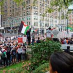 New Yorkers standing against mass murderer Israel's Netanyahu's as he visits  the United Nations  DSC07117