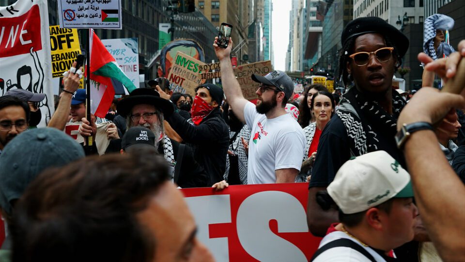 Rabbi, Jews, Arabs, Blacks shoulder to shoulder rising up! marching! against the madness in Israel! In Gaza! In Lebanon! In Washington!  DSC07157