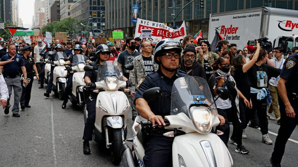 NYPD Scooters at Pro-Palestine-Lebanon March-Sept 26 2024  DSC07160