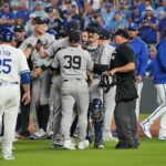 Benches clear in Yankees-Royals ALDS game after hard tag; New York stars wave off Kansas City player