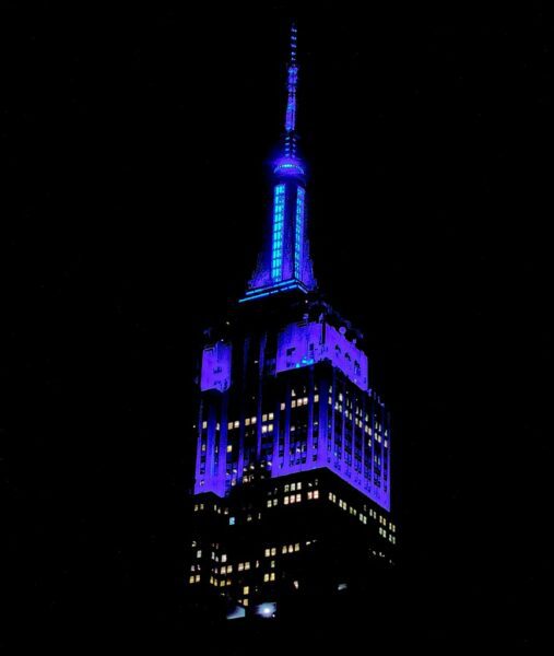 Illuminated Empire State Building Spire, New York