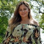 Picture Of Carolina Modeling A Green Romper Dress In Central Park In New York City. Photo Taken Sunday August 26, 2018